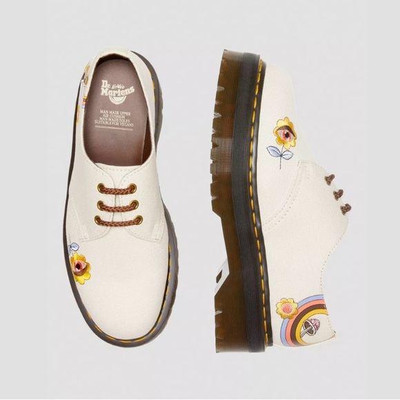 Dr. Martens Vegan 1461 Retro RayCanvas Embroidered Platform ShoesUS Women's 10 - Picture 6 of 16